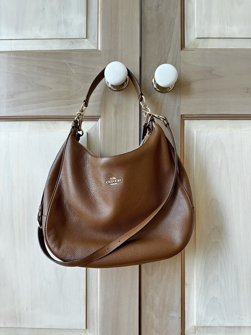 Coach Brown Harley Pebble Leather Hobo Shoulder Bag F38259
